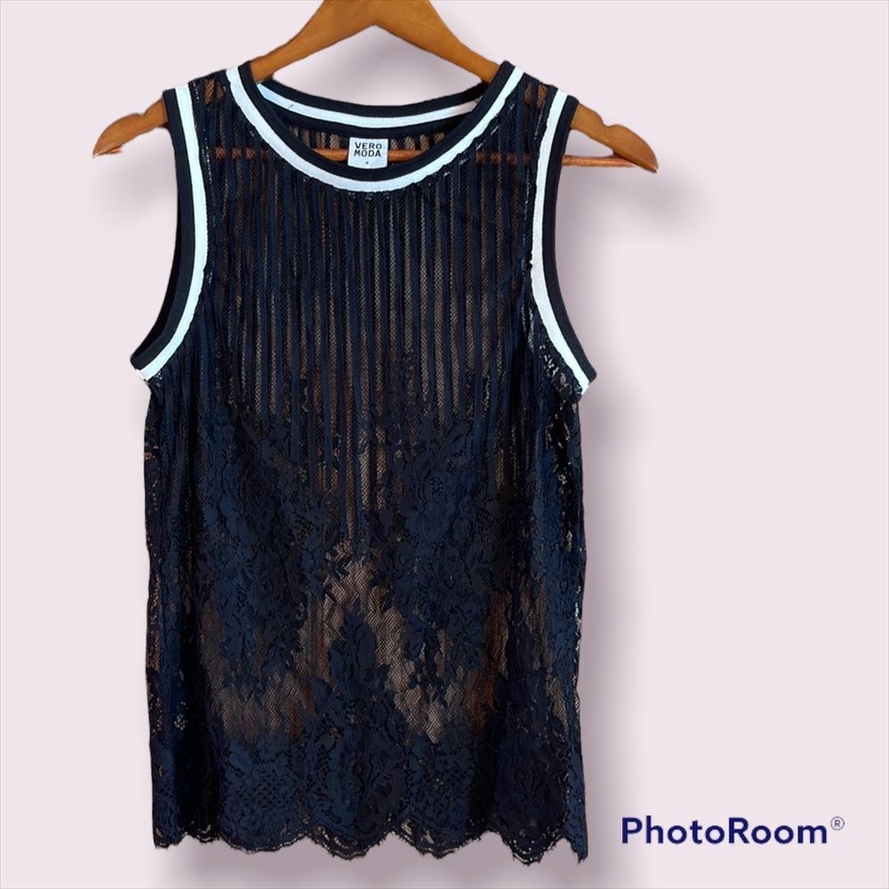 Vero Moda Navy Lace Muscle Tee